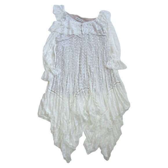 NWT Self Portrait Daisy Midi in White Off Shoulder Asymmetrical Dress UK S US 4 - Picture 5 of 14